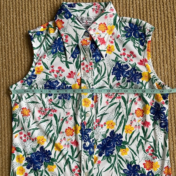 Sears The Shirt made in Korea Vintage Women’s Floral Collard 1970’s Tank Top 16 - Picture 4 of 10